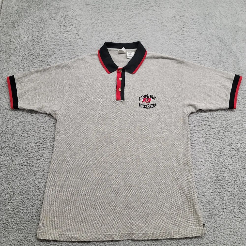 Tampa Bay Buccaneers Shirt Mens Large Gray Vintage Y2k NFL Football Polo Casual
